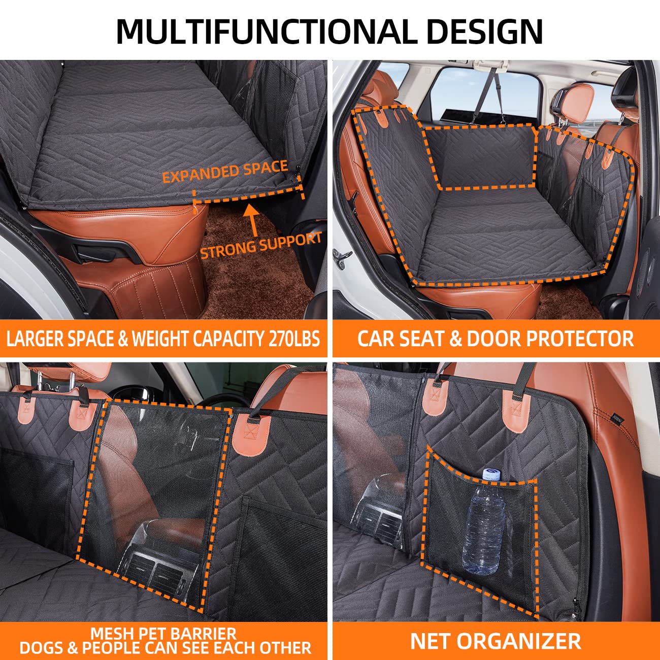 YJGF dog-hammock-car-travel-bed limits falls and creates a cozy lounging zone.