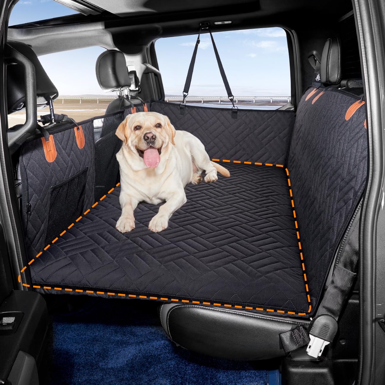 YJGF dog mat back seat extender in black provides full-length coverage for added dog comfort
