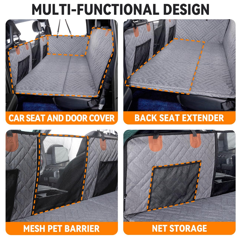 YJGF hard-bottom seat extender provides stable surface for dogs.