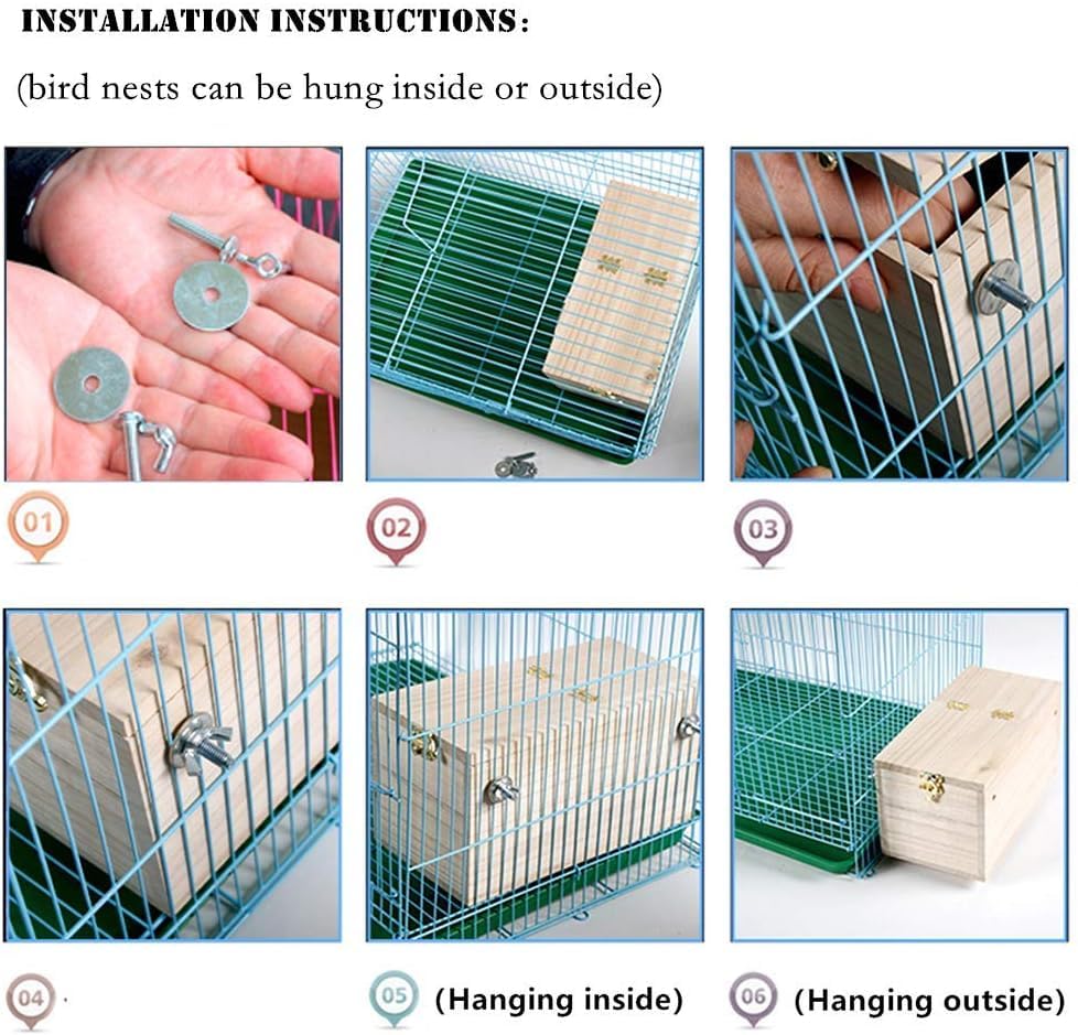 YJJKJ Nest Box mounted outside the cage with hardware