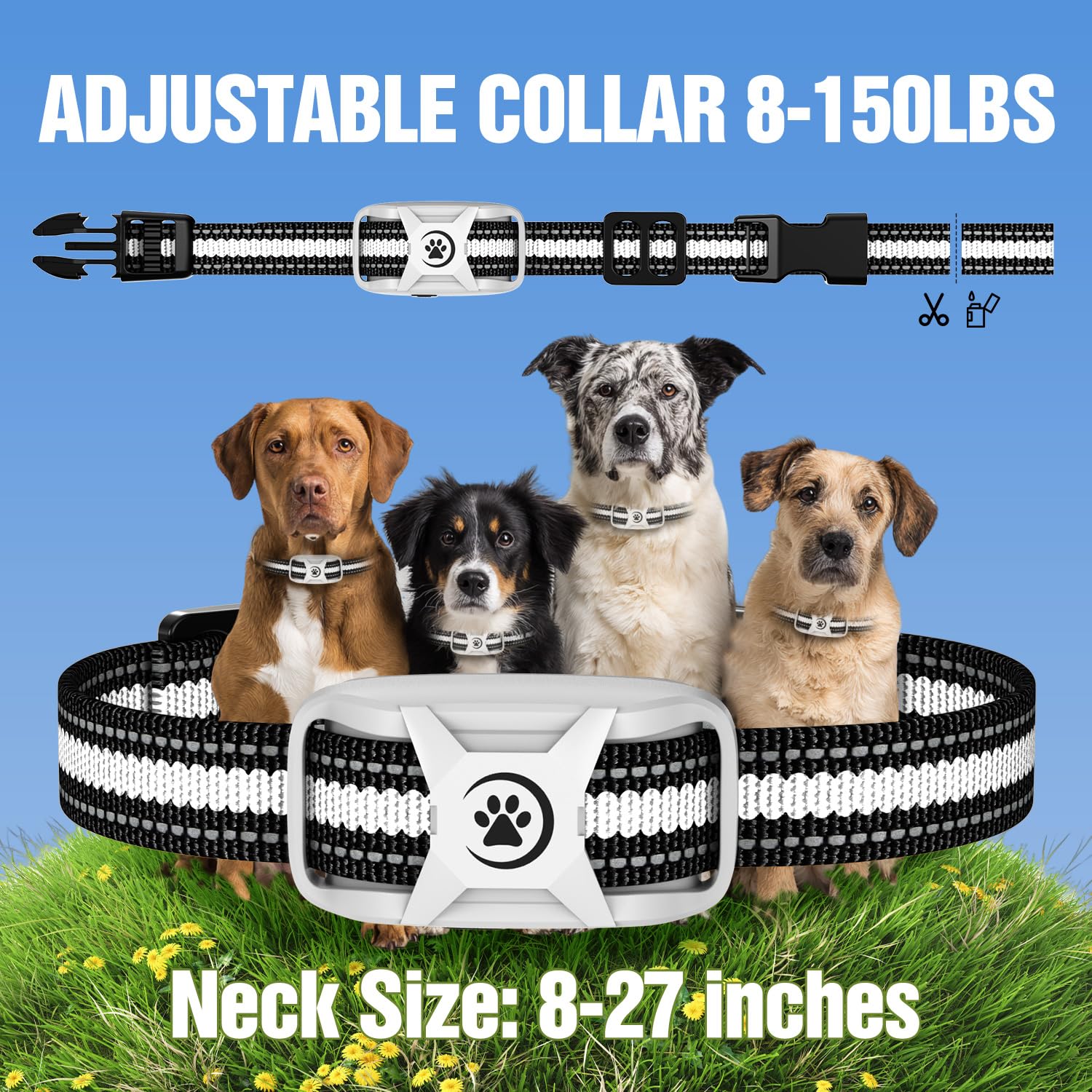 YJWFHPU dog collar beep mode illustrates audible cues for basic training.