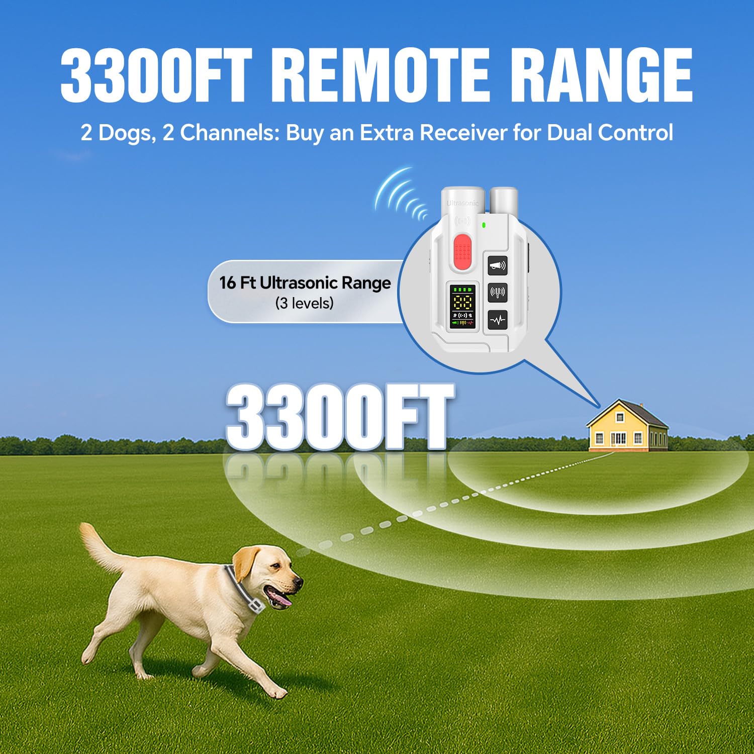 YJWFHPU dog collar IP67 waterproof design supports all-weather training.