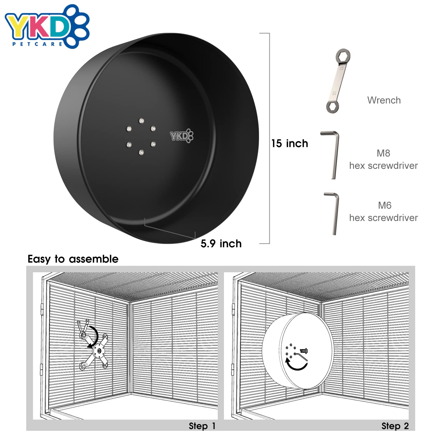 YKD 15-inch silent chinchilla wheel bearing, stainless steel for smooth rotation