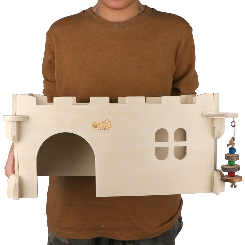 YKD Castle Chinchilla House assembly shows simple tongue-and-groove setup.