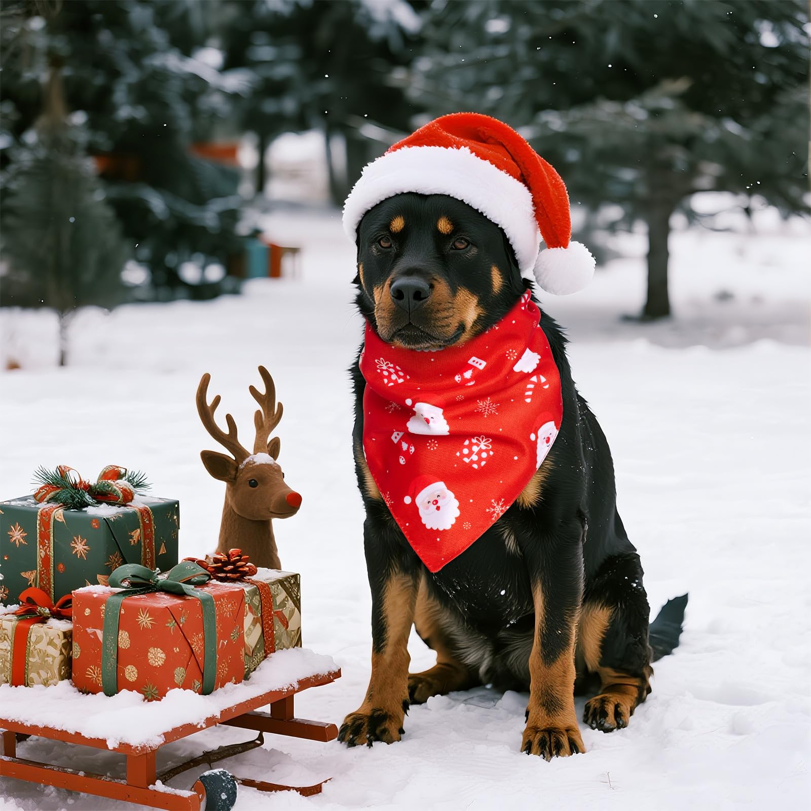 YKYUASD dog wearing bandana during Christmas photoshoot