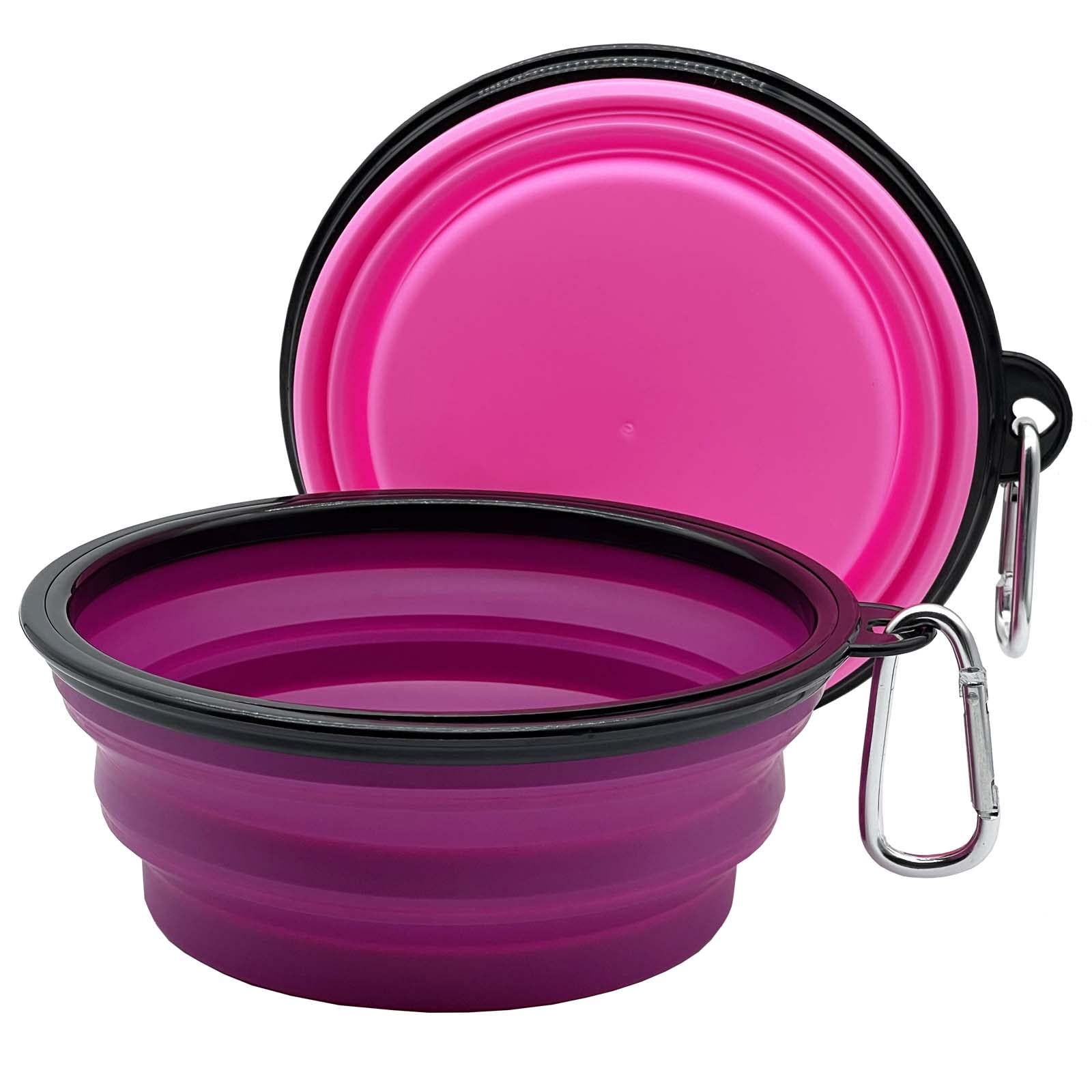 Ylaptew durable silicone bowl with carabiners attached to backpack or leash