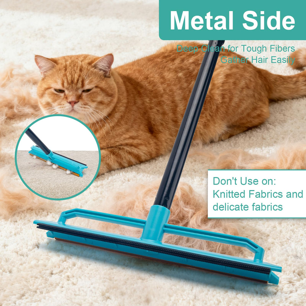 Ylebs silicone serrated cleaning side removes hair without damaging surfaces.