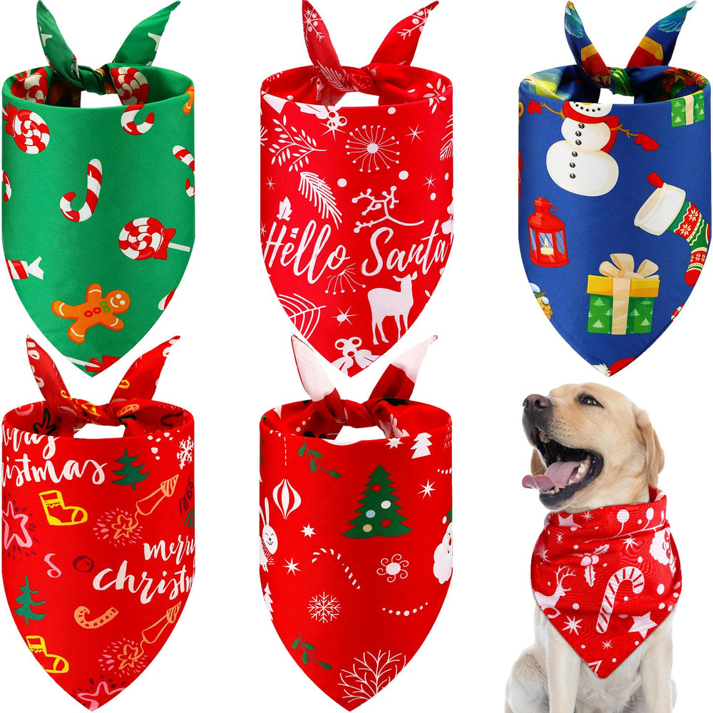 Ylinge Christmas dog bandana pack five reversible styles for festive outfits and photos