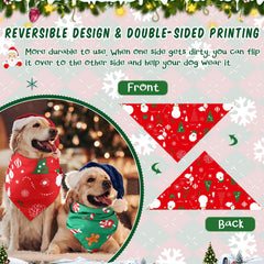 Ylinge Christmas dog bandana pack two-sided prints enable versatile holiday looks