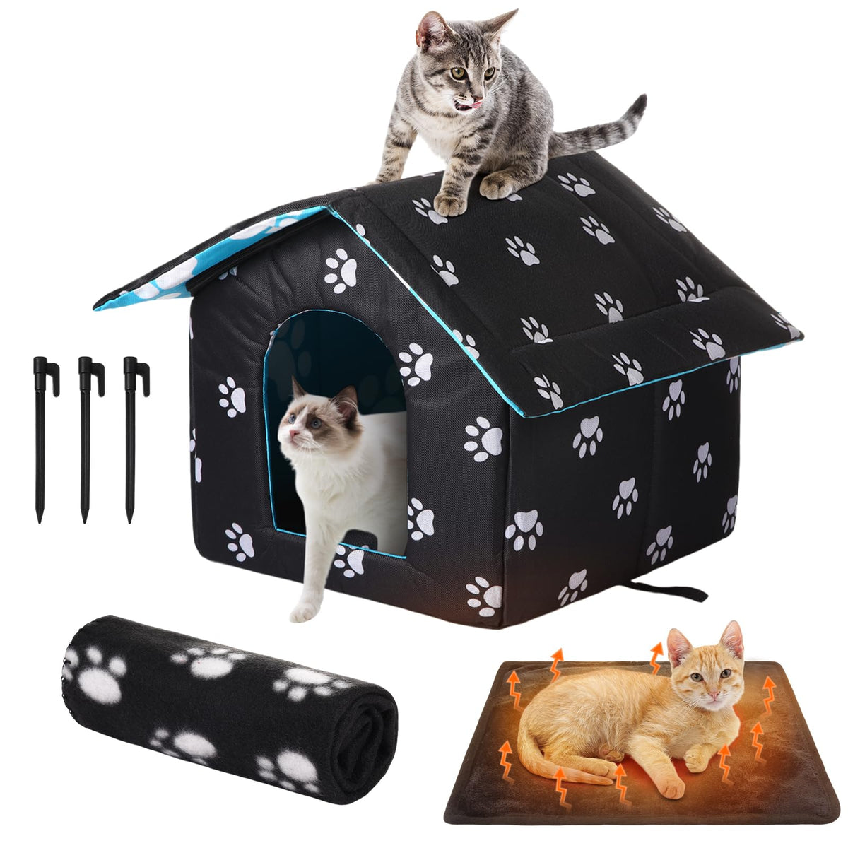 Ylinge outdoor cat house folded view for easy travel and storage.