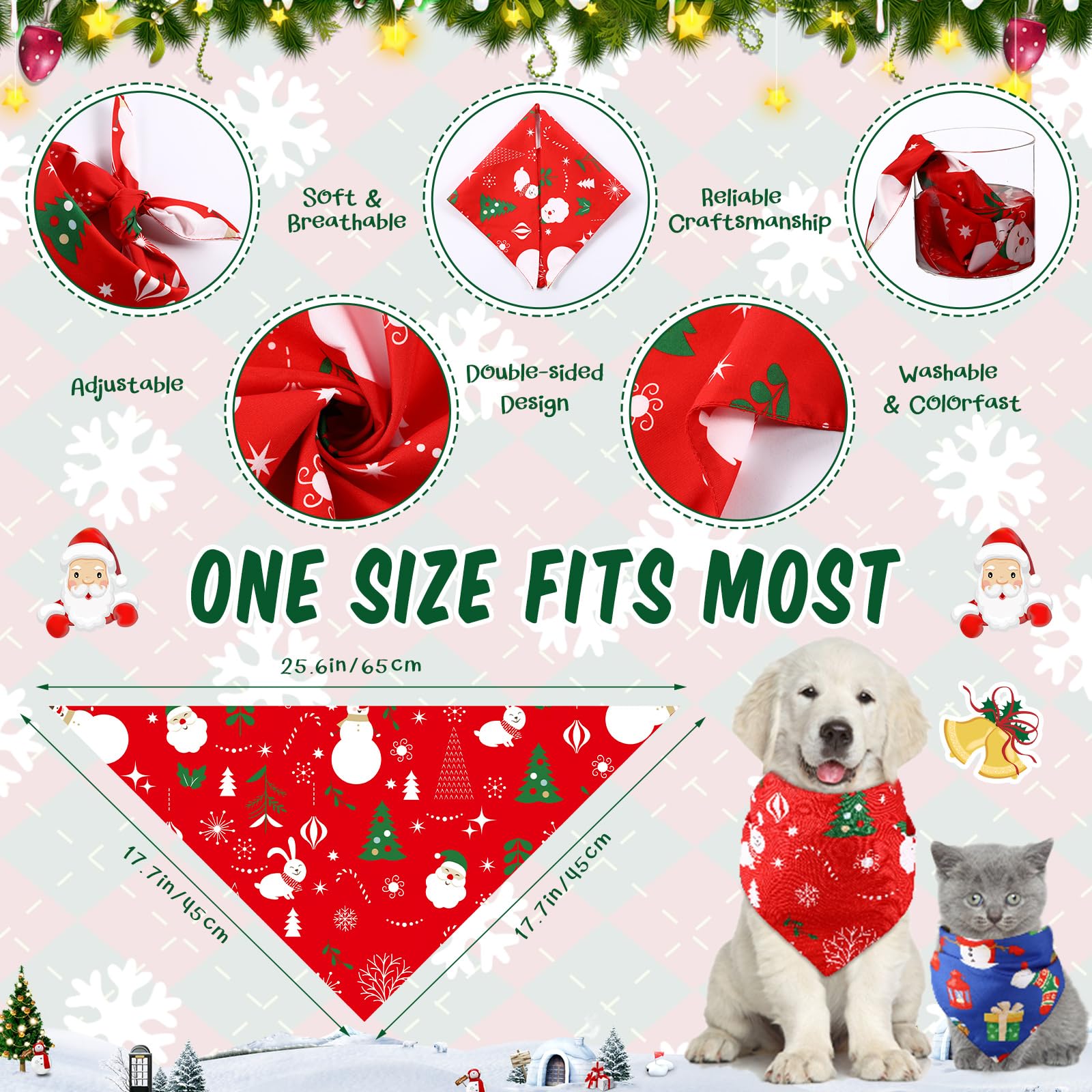 Ylinge winter-themed reversible bandana focuses on cozy, festive styling with durable materials