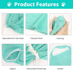 YLONG Shower Mesh Bag with drawstrings keeps cat secure during baths.