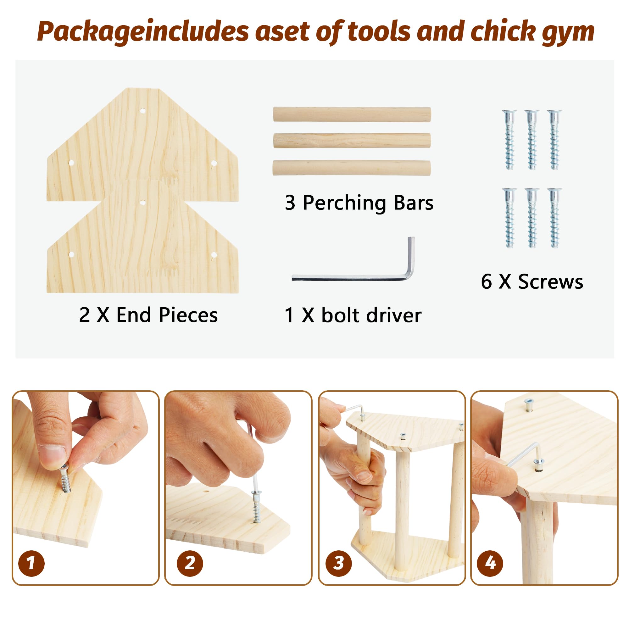 YLSURNY chicken perch in coop supports safe roosting.