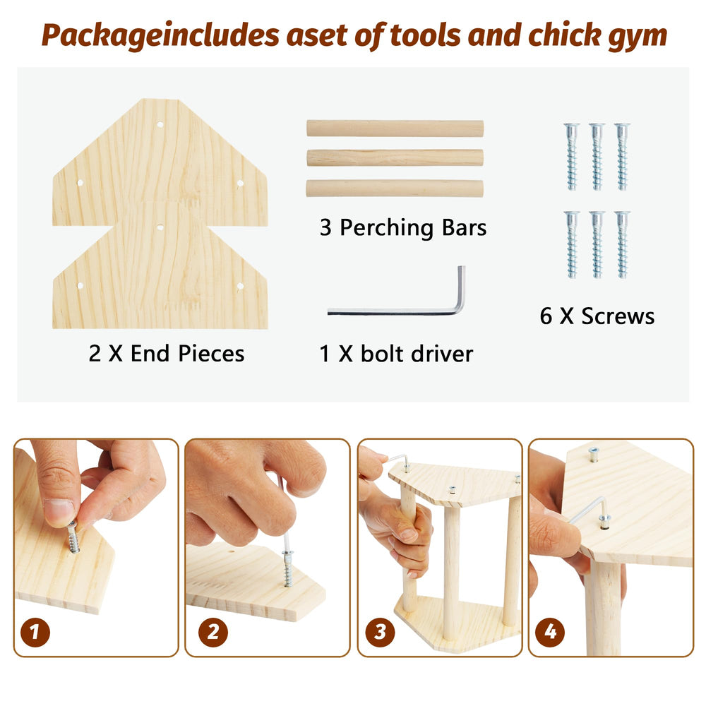 YLSURNY chicken perch in coop supports safe roosting.