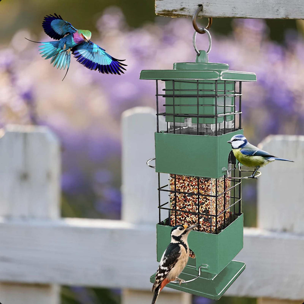 YLTIMER Bird Feeder chew-proof metal construction supports long outdoor use.