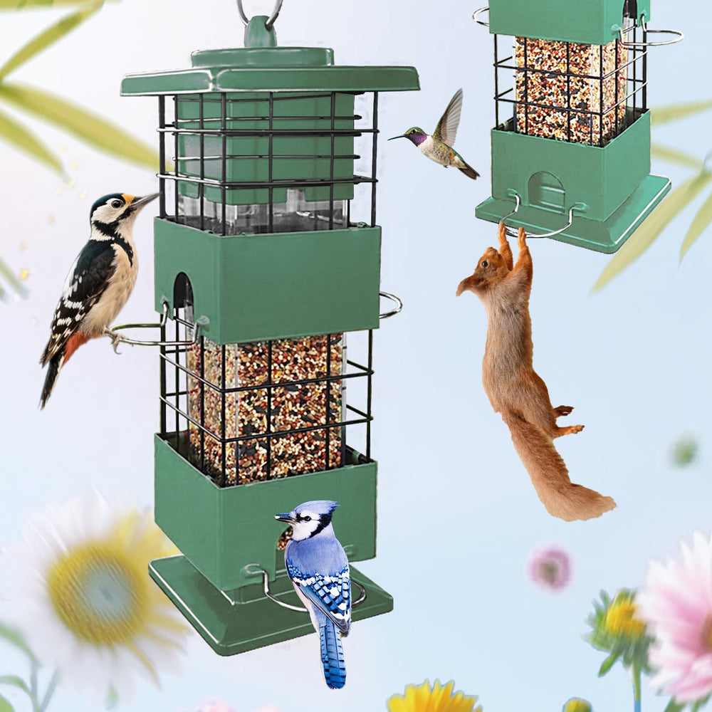 YLTIMER Bird Feeder front view shows sturdy, durable outdoor design for reliable birdwatching.
