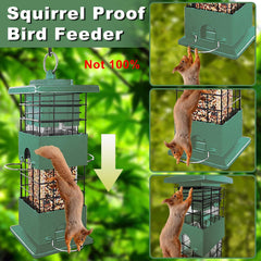 YLTIMER Bird Feeder mechanism closeup highlights weight-activated protection against squirrels.