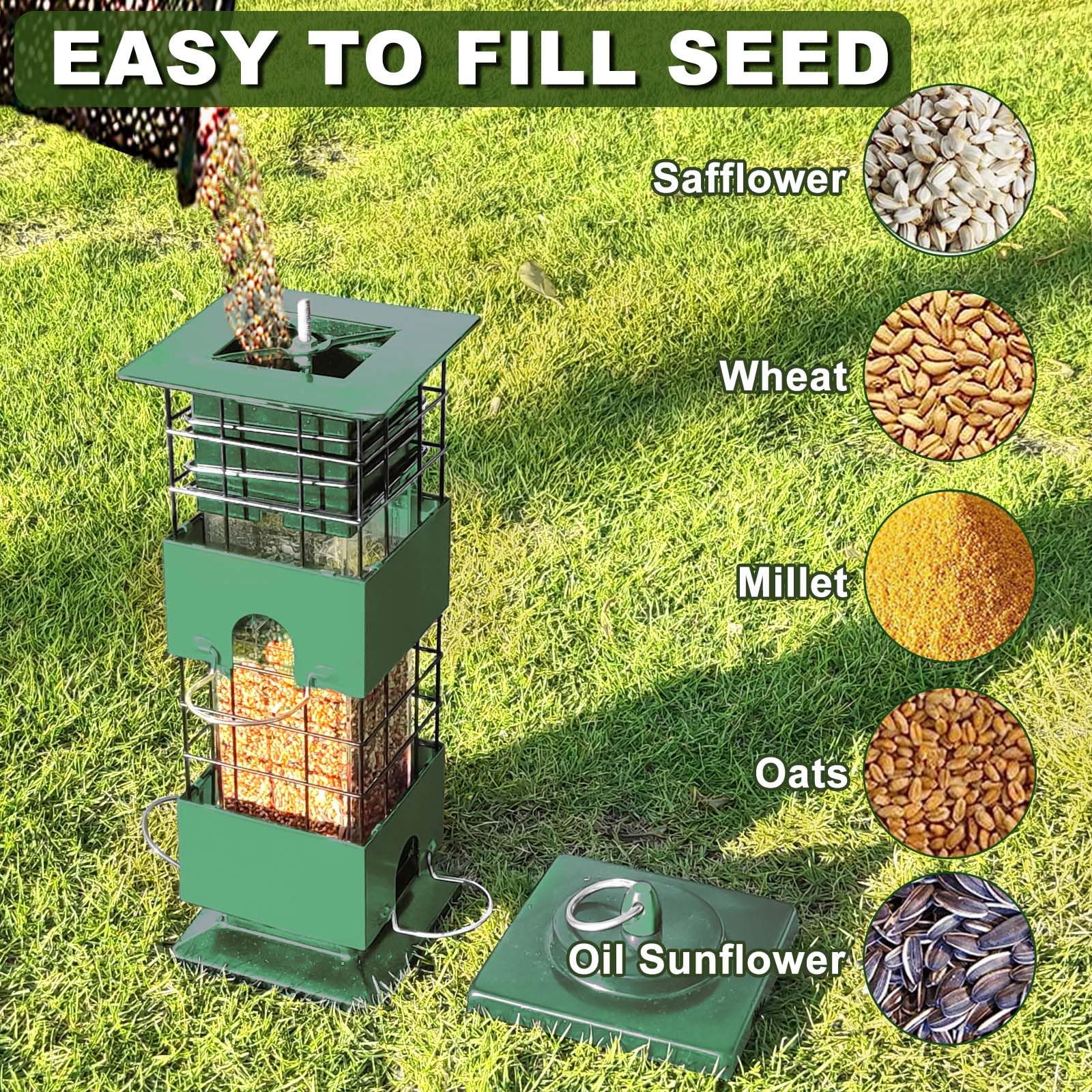 YLTIMER Bird Feeder outdoor hanging setup ideal for decks, gardens and balconies.