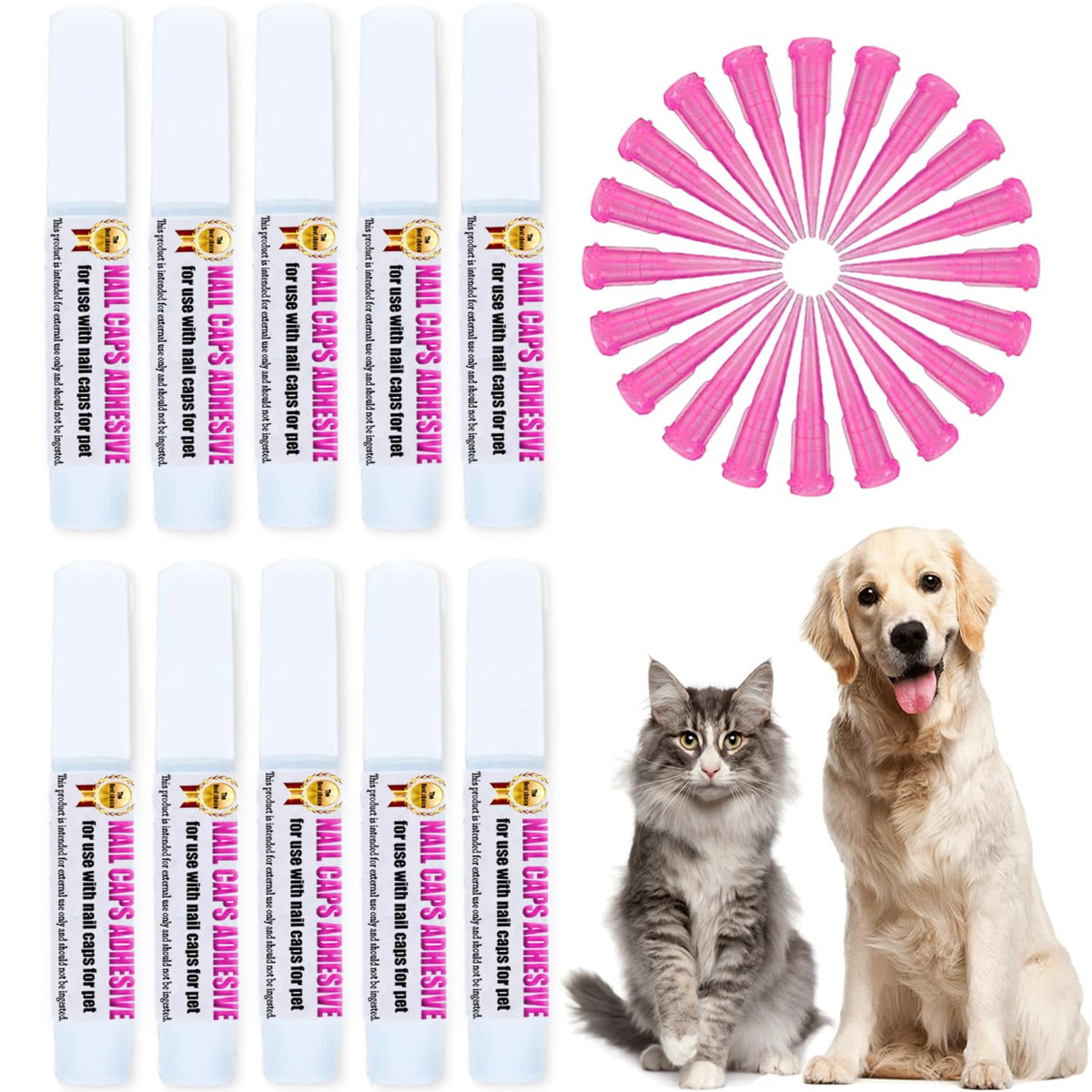 YMCCOOL package set with glue tubes and applicator tips for pet nail caps
