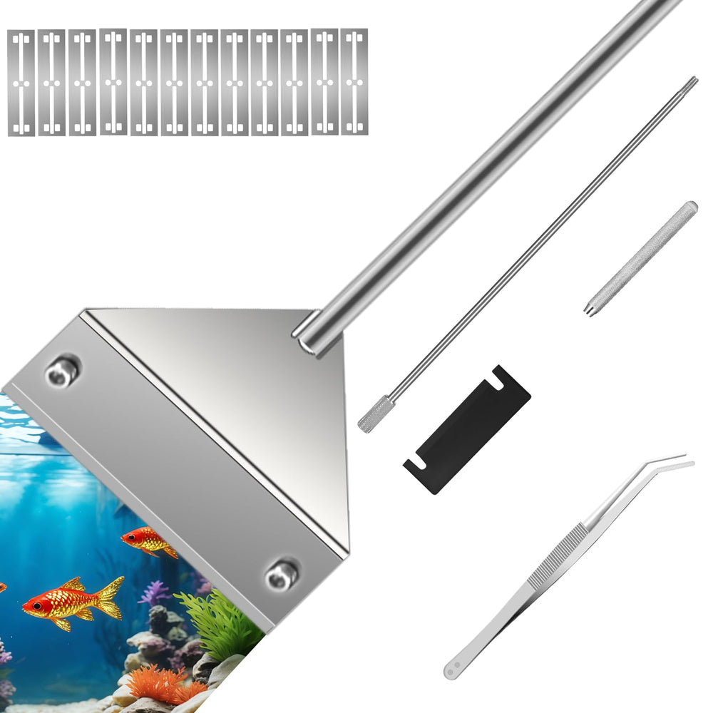 Ymiueip 25-inch aquarium algae scraper with sheath for safe cleaning and blade protection.