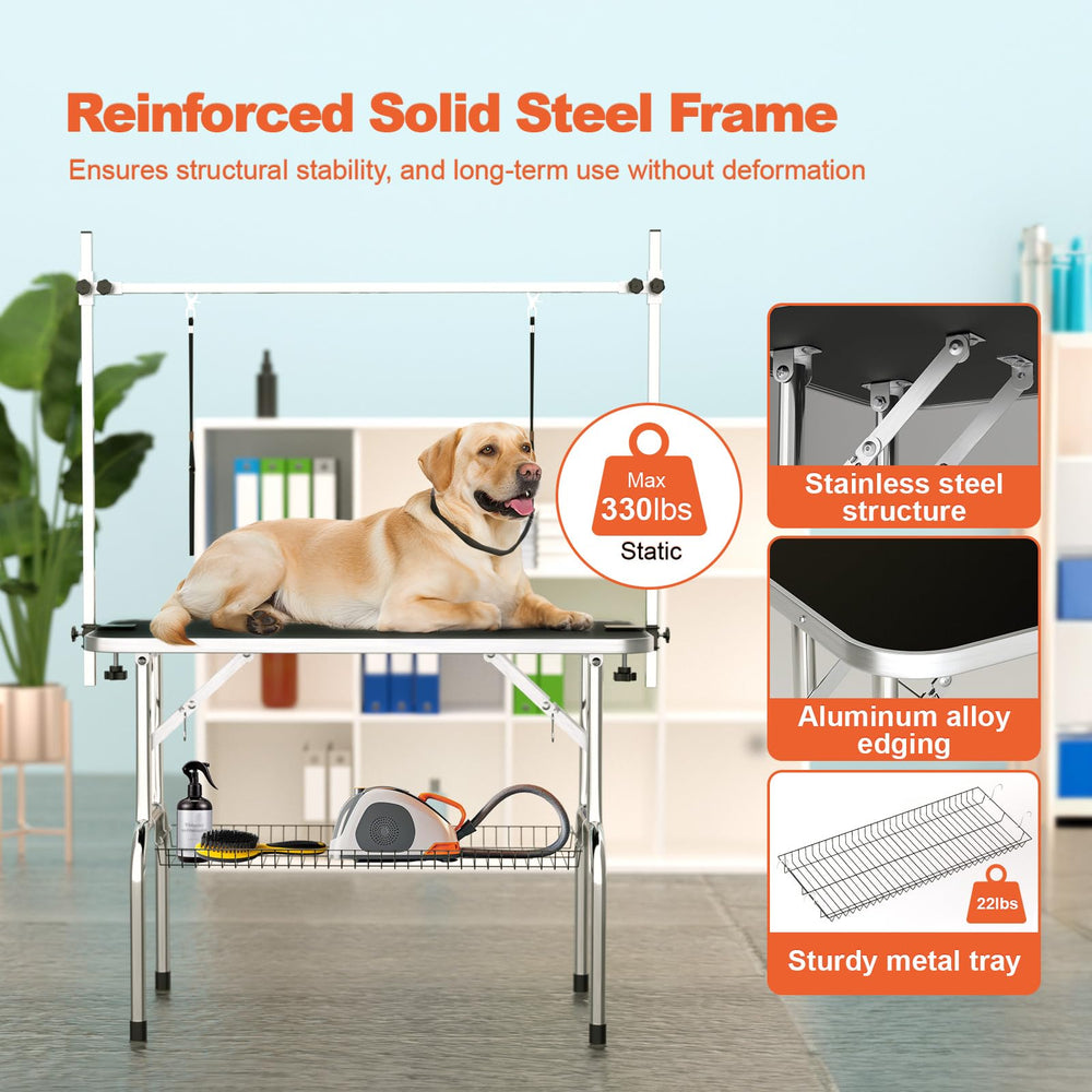ynhunreth 46'' dog grooming table unfolded showing stable base for large dogs