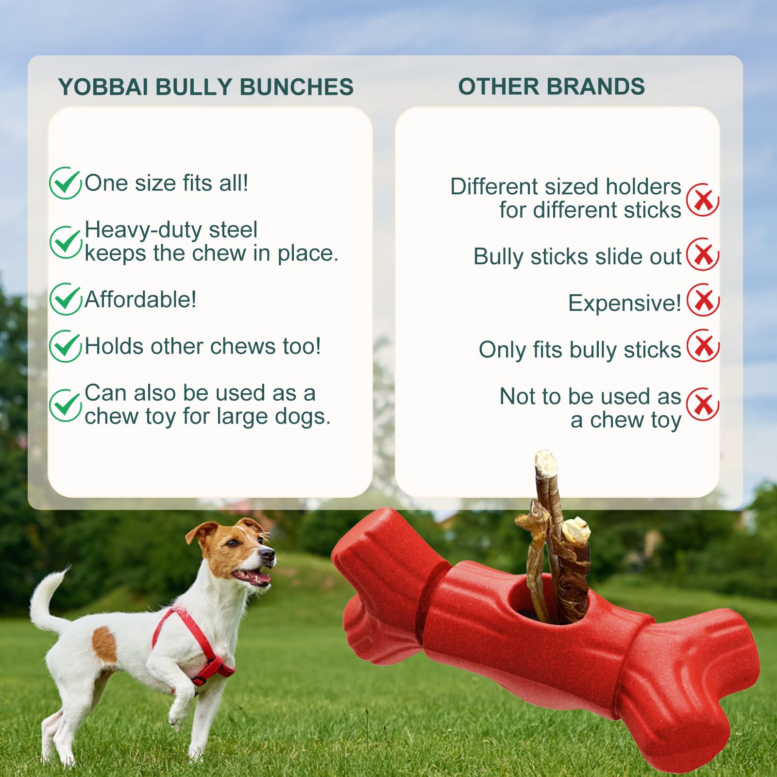 Yobbai bully stick holder heavy-duty nylon for aggressive chewers