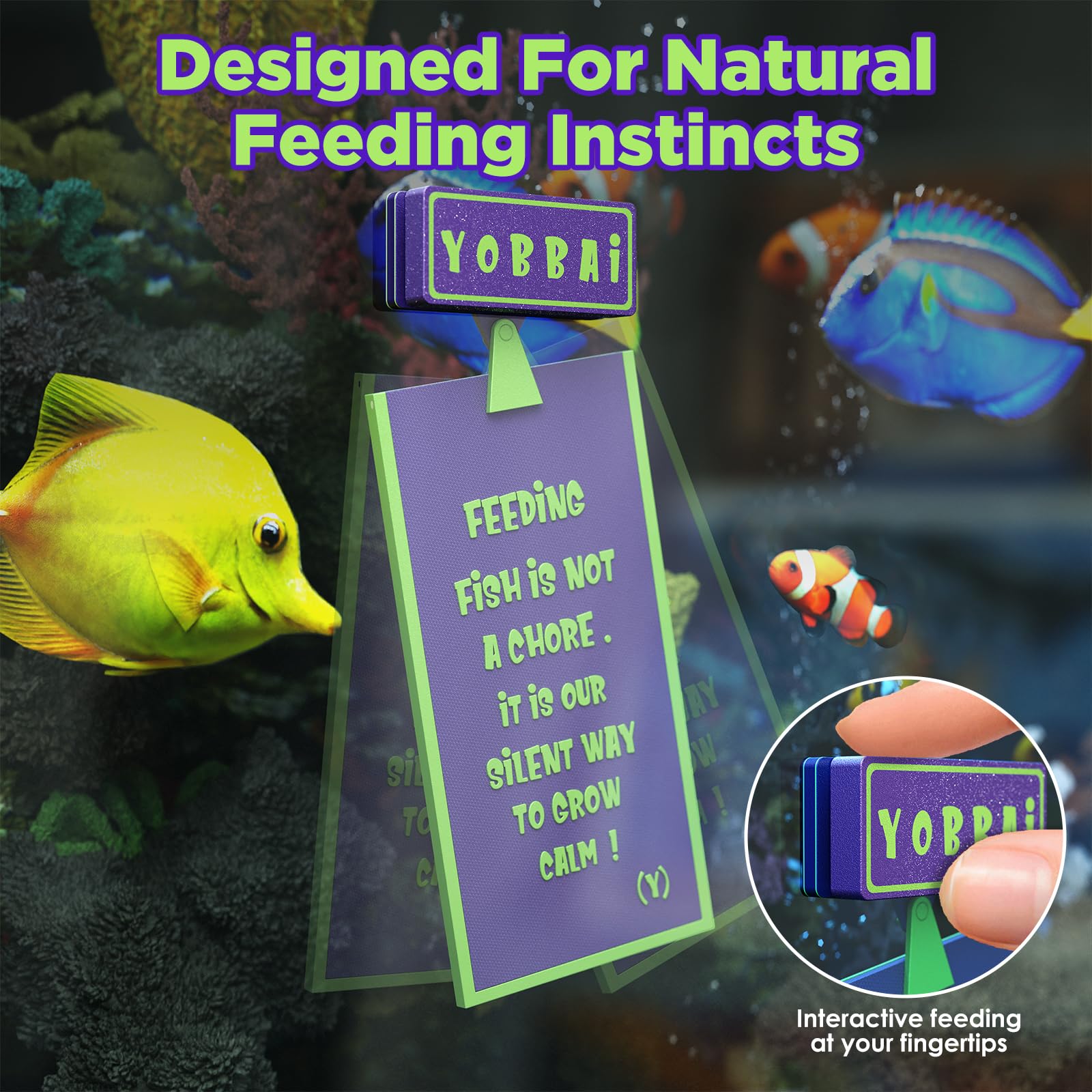 YOBBAI Seaweed Clip multi-species shown in a diverse tank
