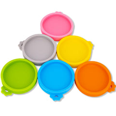 Yobbai silicone small can lid on a 3oz can showing a tight seal for freshness