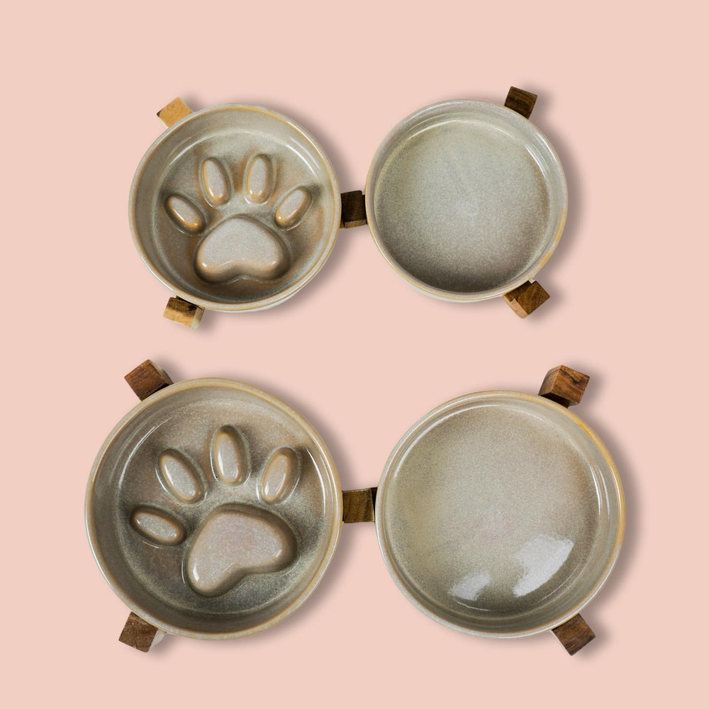 YOBRO grey slow-feeder bowl pair designed for everyday use.