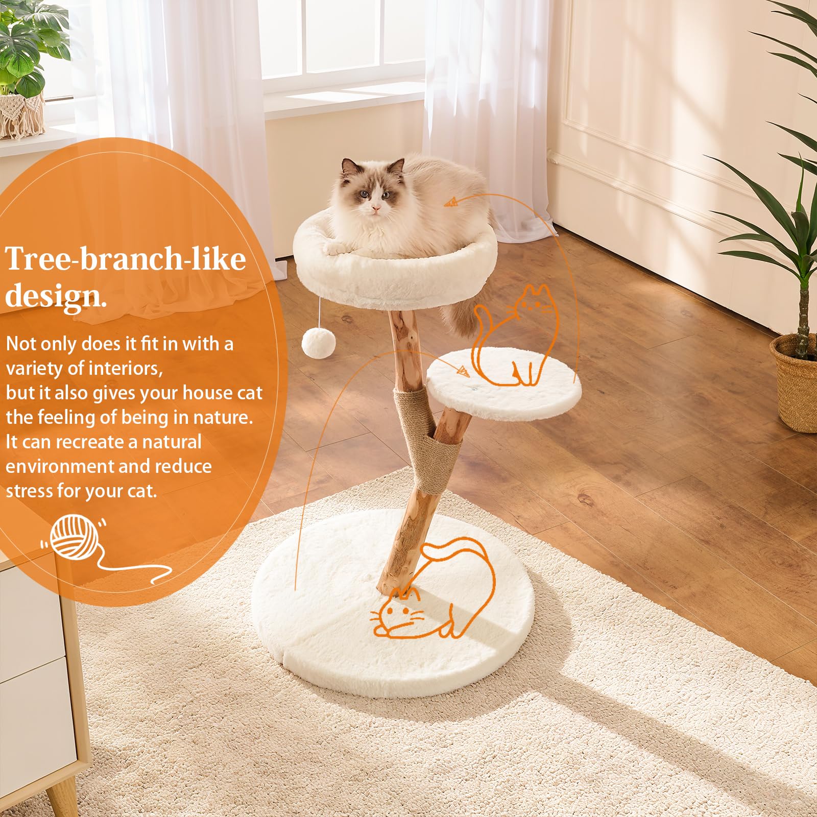 YOCAN cat-tree-tower plush bed provides cozy resting space for cats