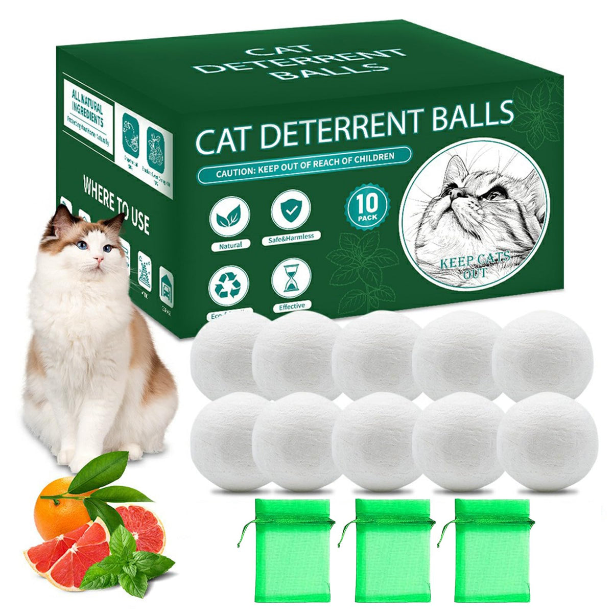 Yocisku cat repellent 10-balls packaging for easy protection around home.