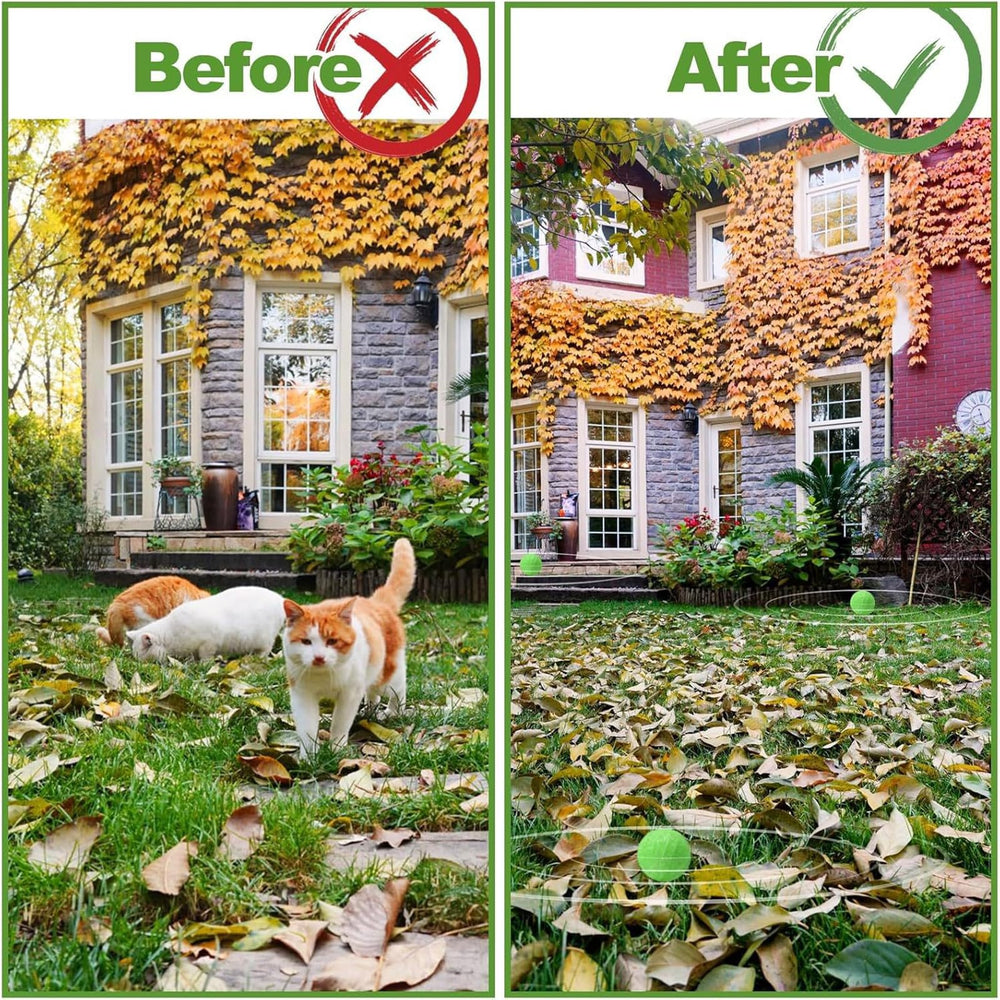 Yocisku cat repellent usage setup demonstrates easy placement around yard.