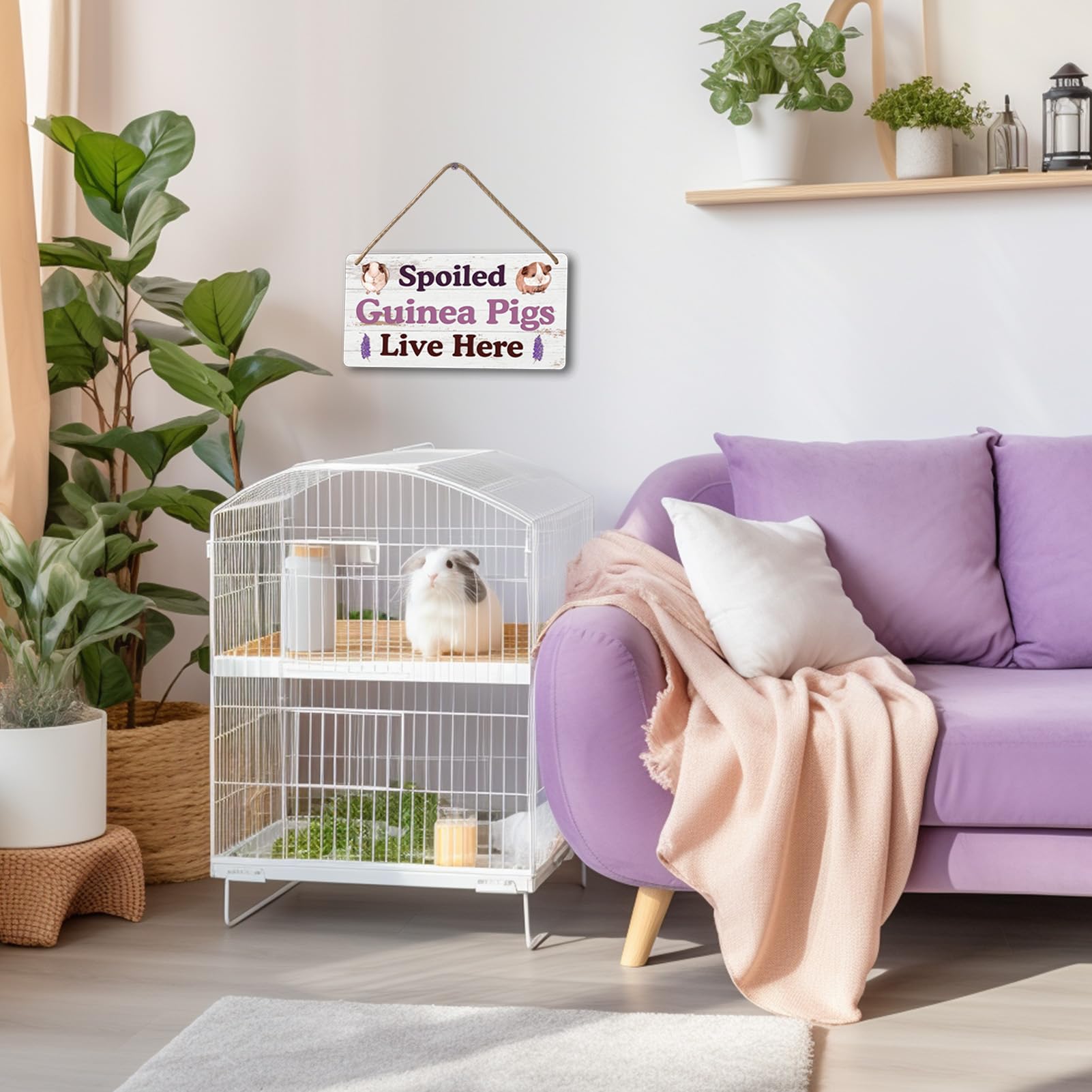 Yoecod sign mounted in a cage corner adds color and personality.