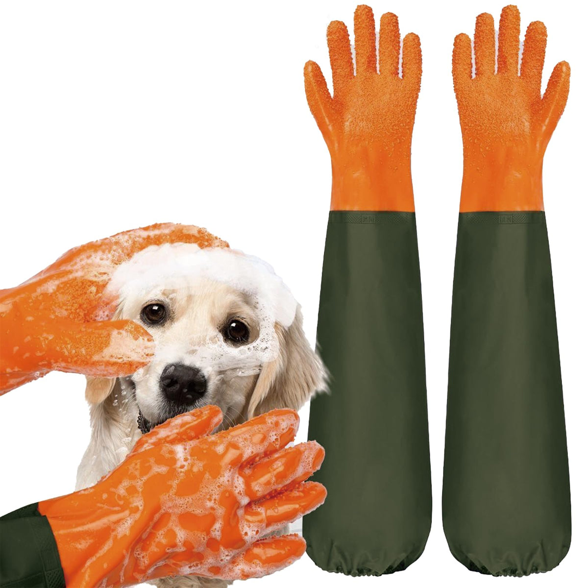 YOFANG dog-washing-gloves long-sleeve protecting arms while removing loose hair.