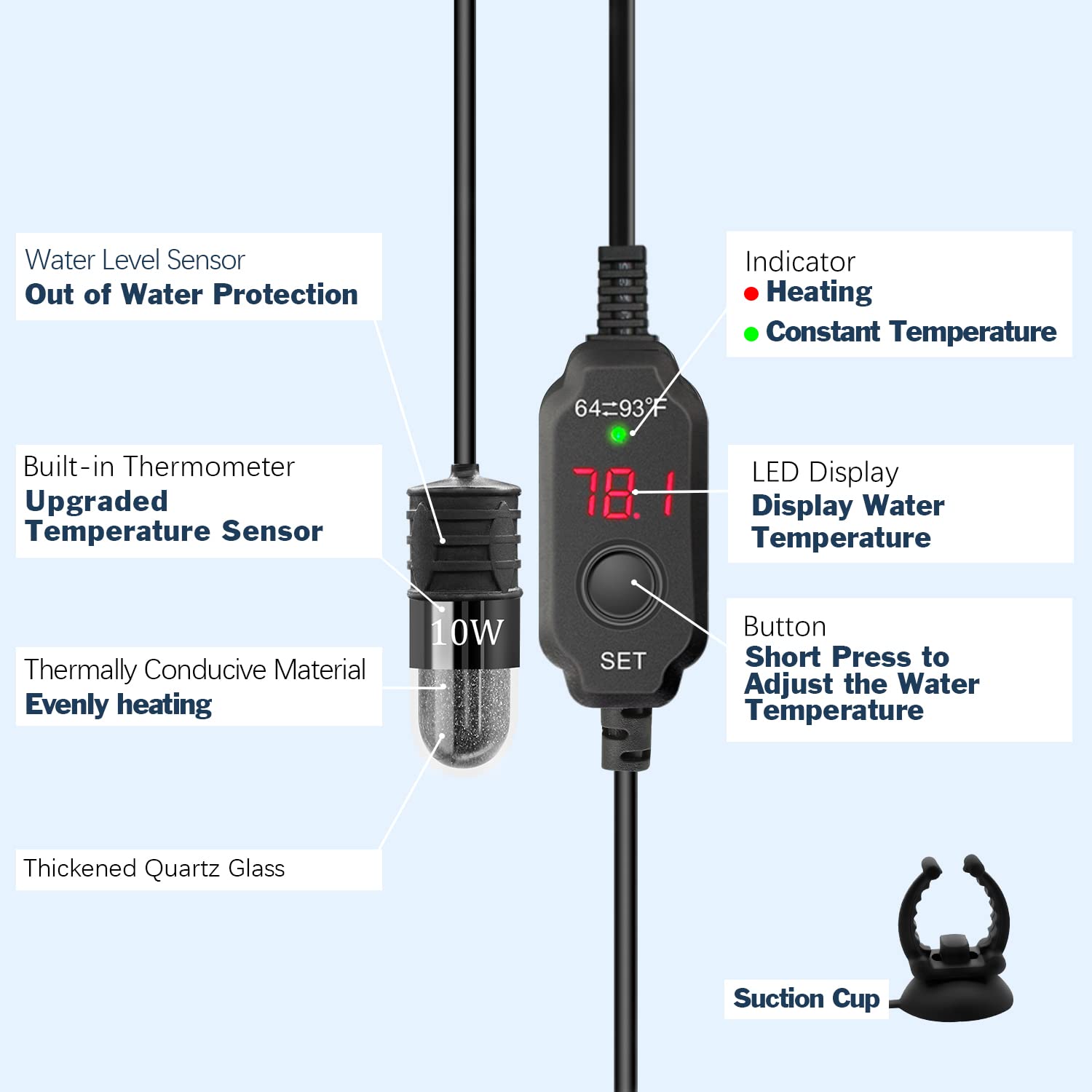 YOFOTHS external controller and long cord enables hands-free temperature adjustment.