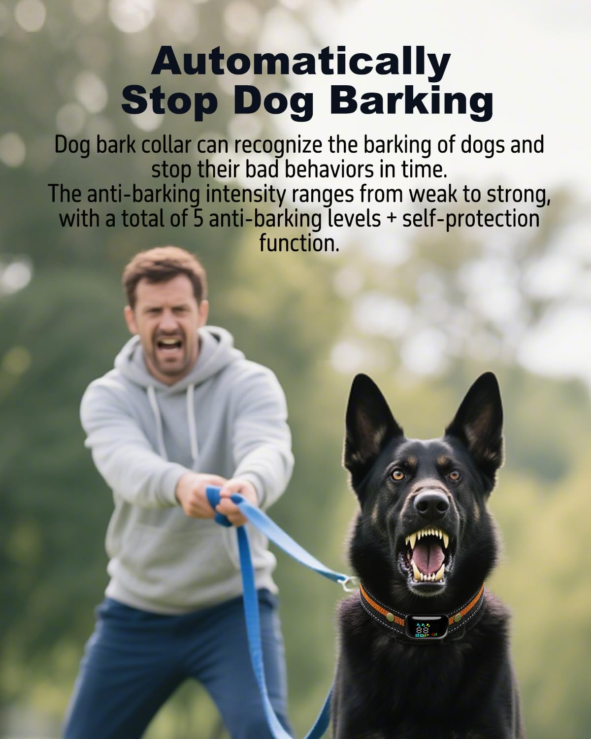 YOGAL bark-control-mode collar focuses on automatic detection for calmer walks.