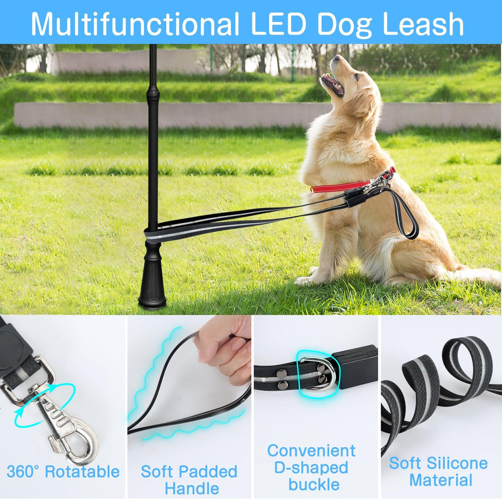 Yoheueoa LED dog leash 360-degree safety buckle prevents twisting during brisk walks.