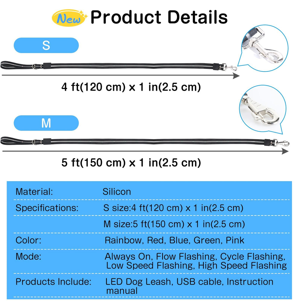Yoheueoa LED dog leash silicone soft handle offers comfortable grip.