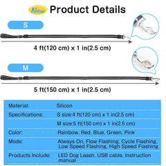 Yoheueoa LED dog leash silicone soft handle offers comfortable grip.
