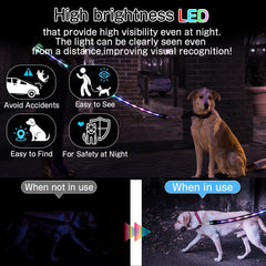 Yoheueoa LED dog leash USB recharge capable with quick charge for long night walks.