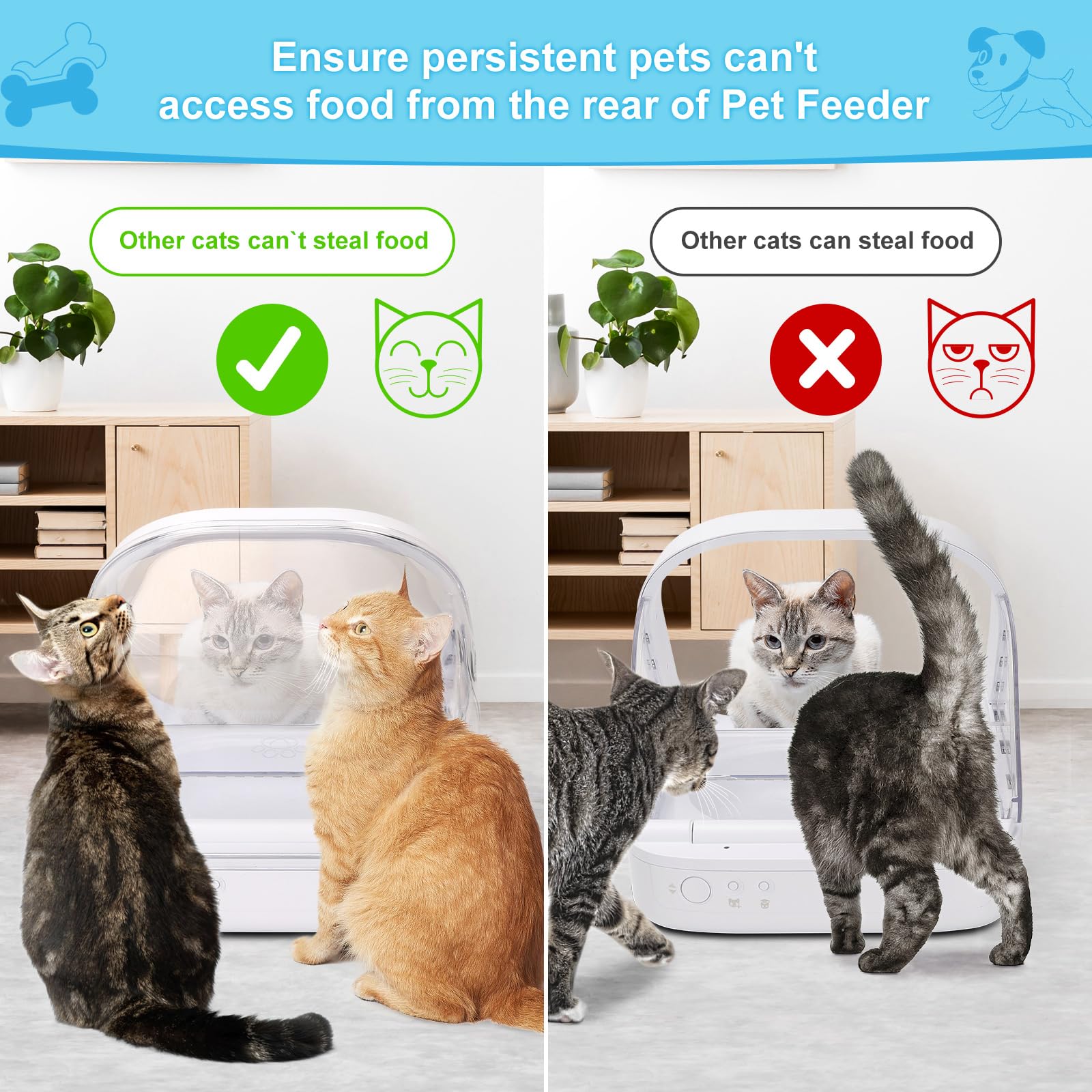 YOIHABV cat feeder rear cover on a standard unit enables easy lid operation.