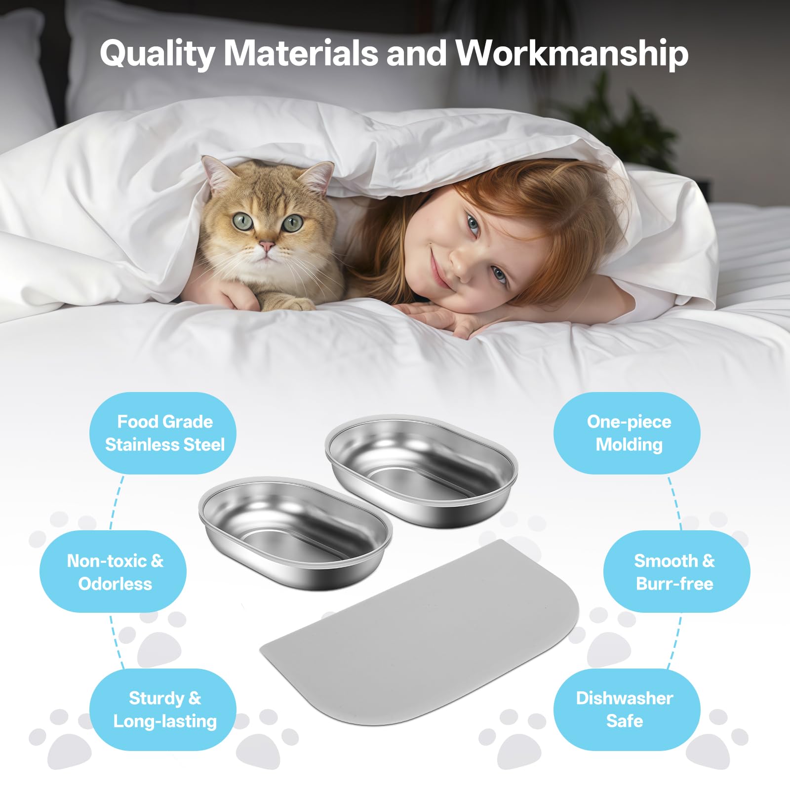 YOIHABV SUS304 bowls ease cleaning, protecting the feeder from daily wear.