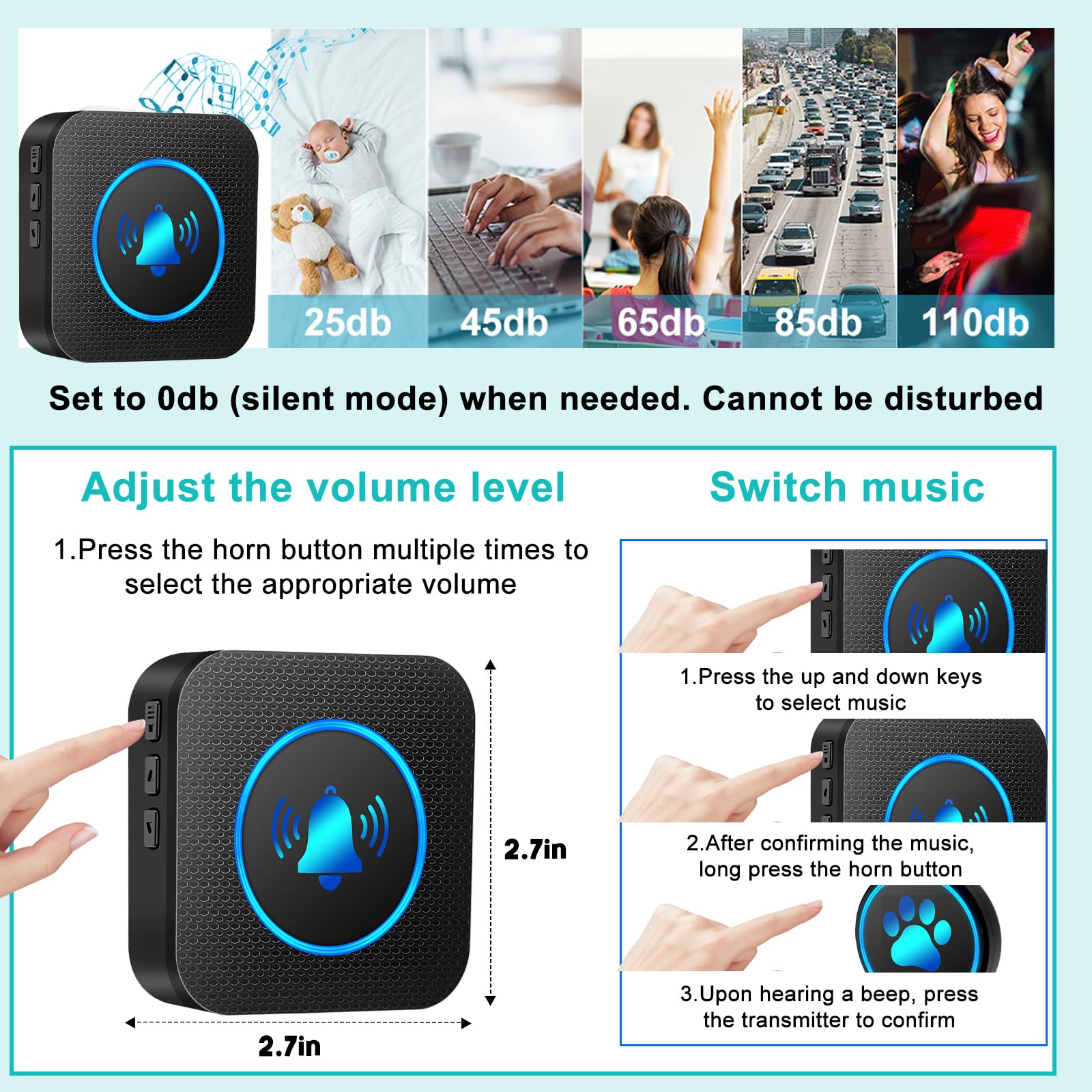 Yoiilifee dog doorbell easy installation with Velcro mounting