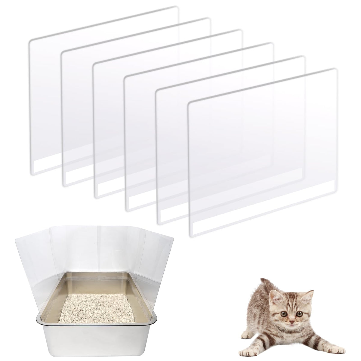 YOILES 6PCS cat litter box pee shields pack ready for quick guard installation