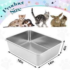 YOILES stainless steel cat litter box side view showing sturdy construction