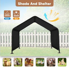 Yokaniwa Dog Shade Shelter frame-closeup-rustproof highlights durable steel construction.