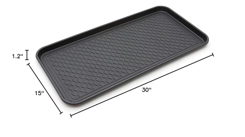 Yolju gray doormat included with boot trays improves entryway cleanliness.