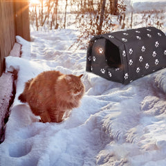 YOMEESOUL outdoor feral cat house waterproof-material keeps rain out.