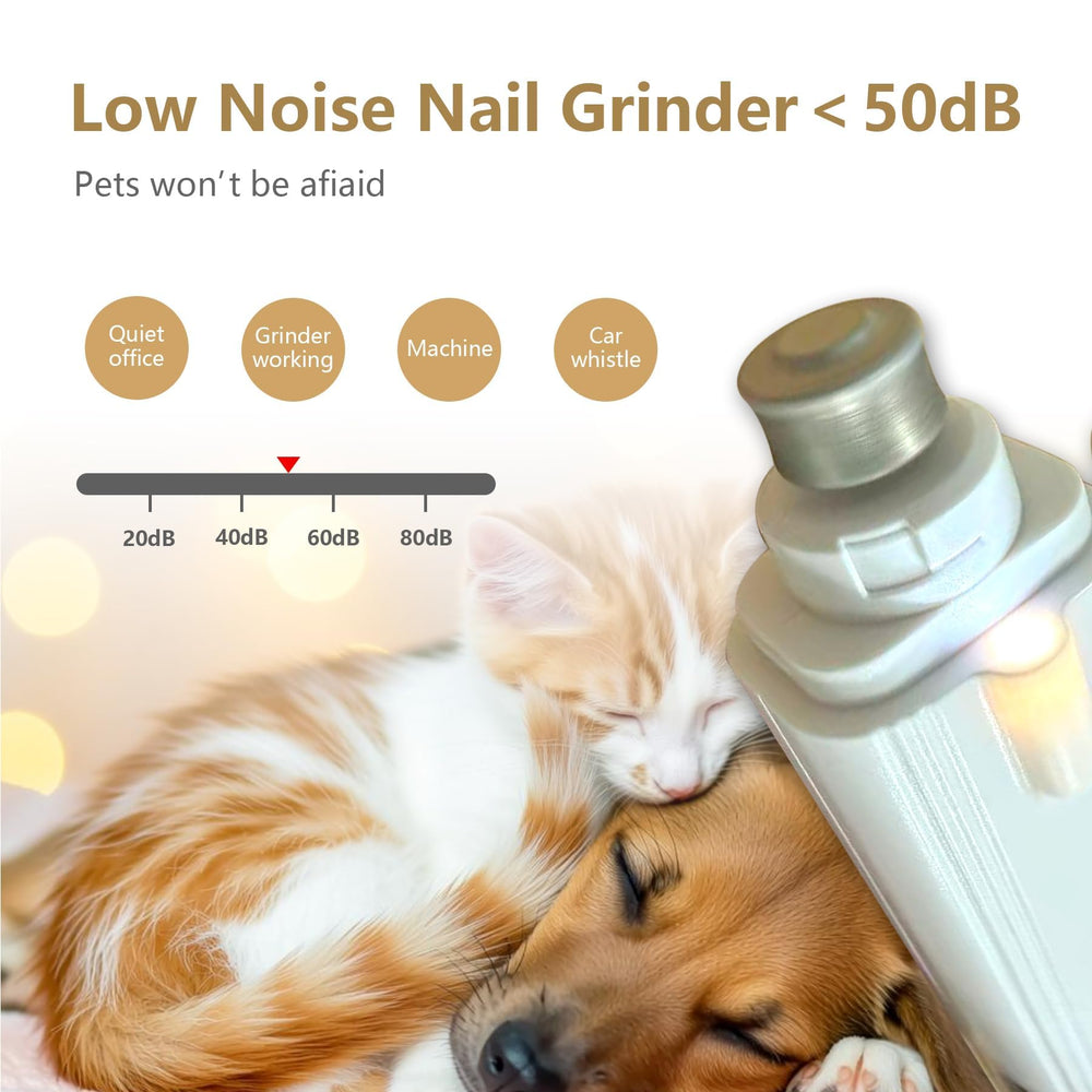 YOMEYOT low-noise motor keeps pets calm during nail grooming sessions.
