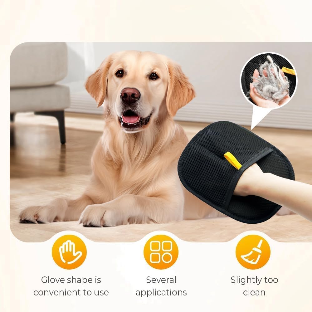 Yomi Pet Hair Remover Glove tackling car seats and upholstery effectively.
